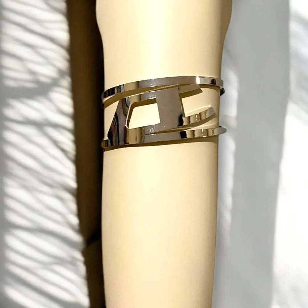Silver Tribal Wide Open Cuff Bracelet Armlet Bohemian Gothic NWT